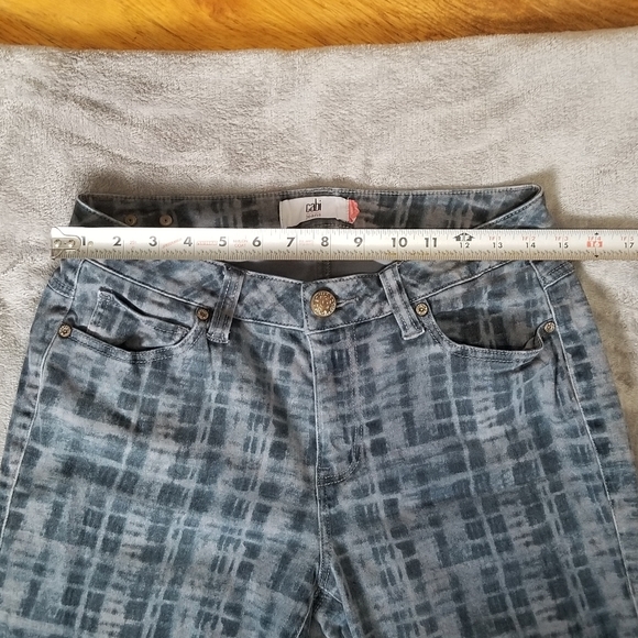 Cabi 3049 Blue Grid Curvy Skinny Mid Rise Jeans Sz 8  Womens Pants Gray - Picture 7 of 12